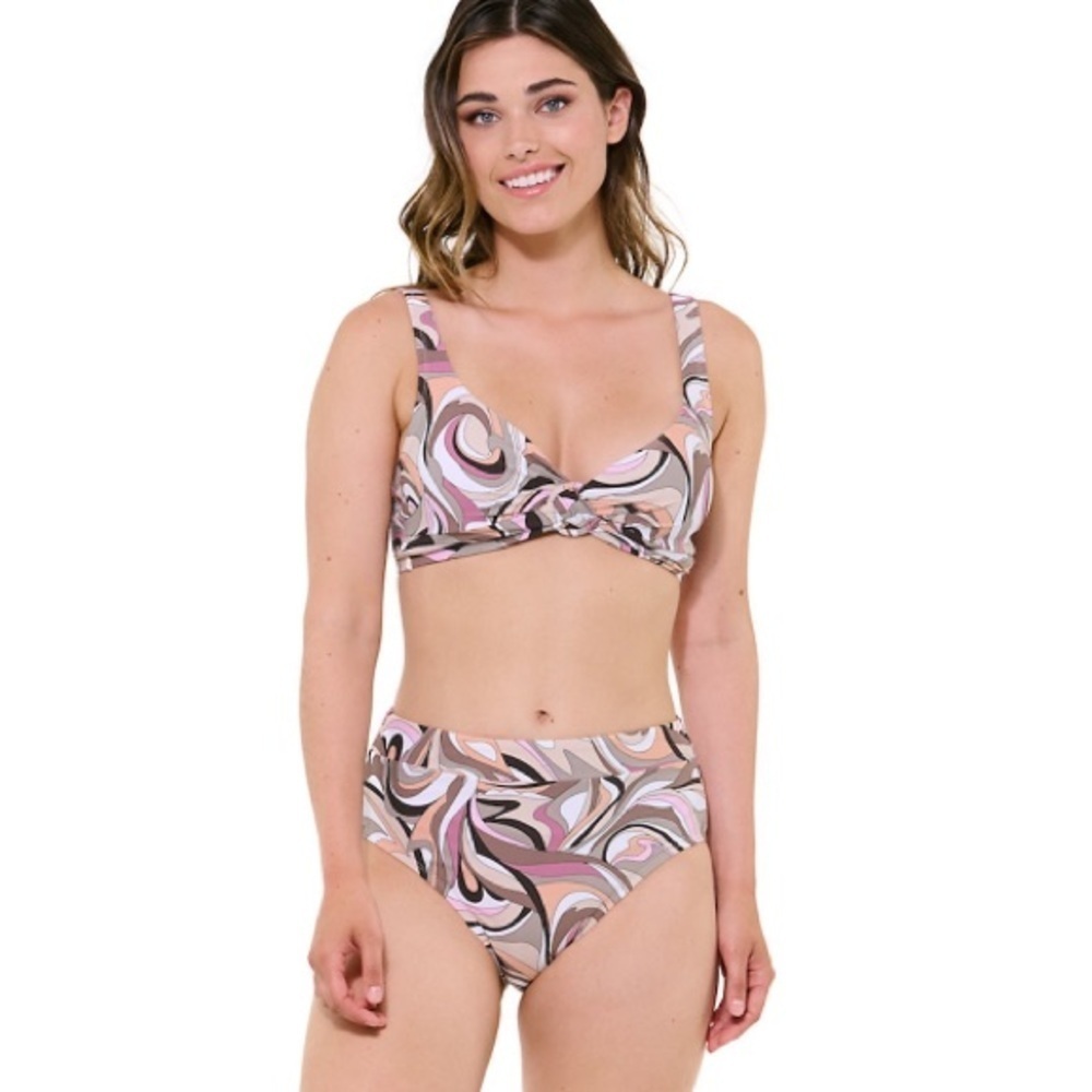Bikini Twisted Knot Top -S and 
High Waist Bottom -M Multicolor Swirl